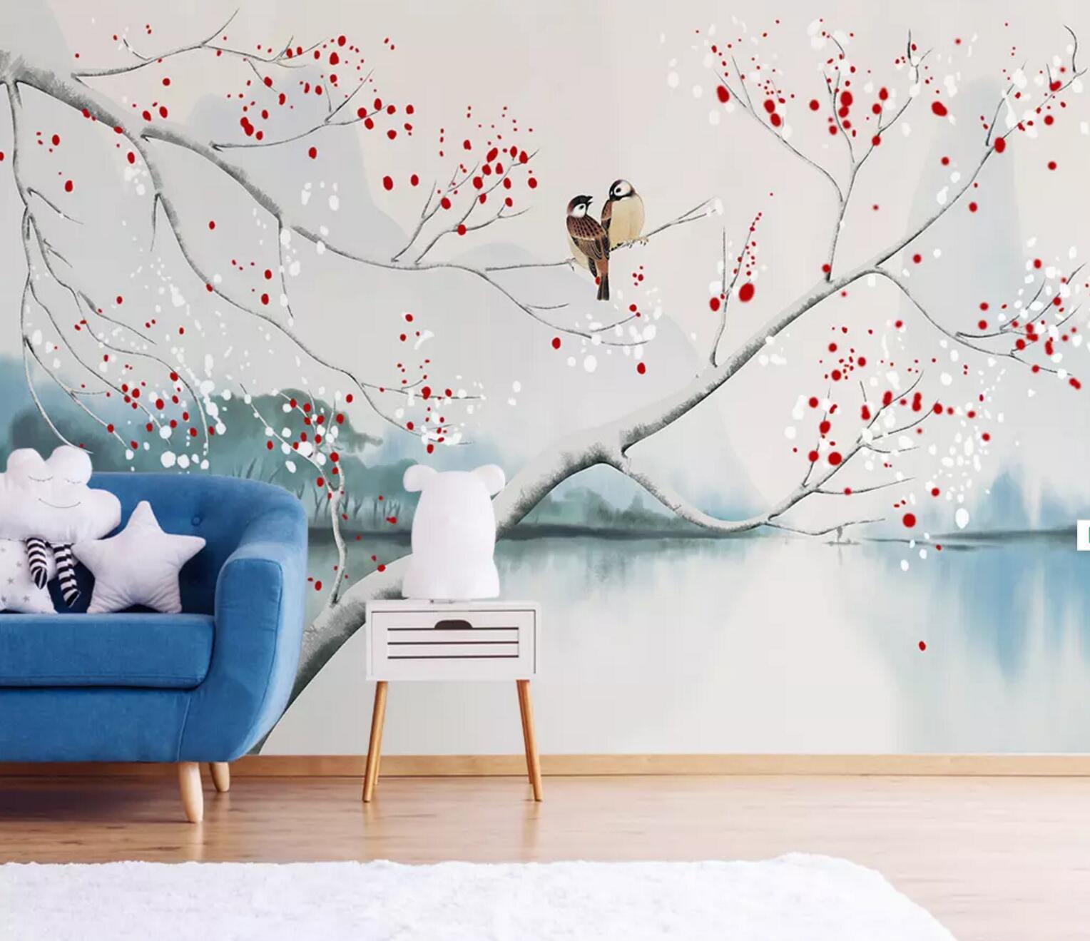 3D Plum Bird 251 Wallpaper AJ Wallpaper