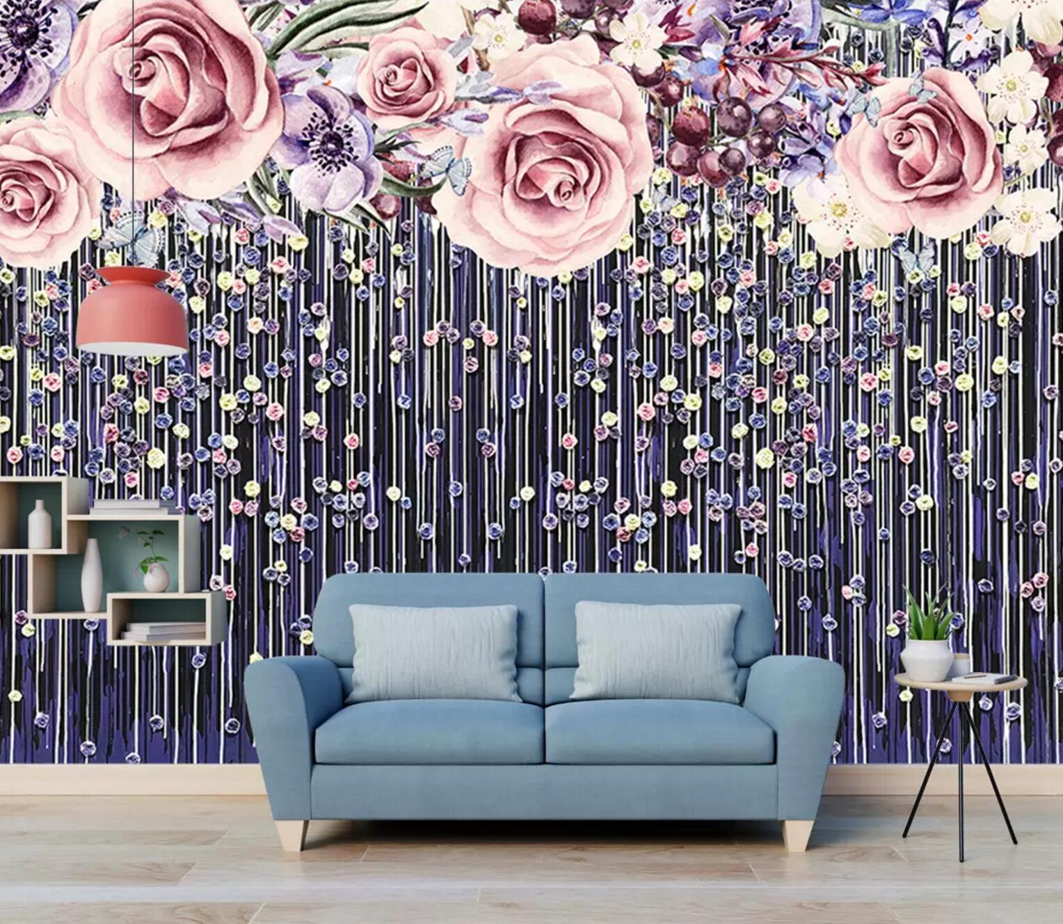 3D Rose Curtain 387 Wallpaper AJ Wallpaper
