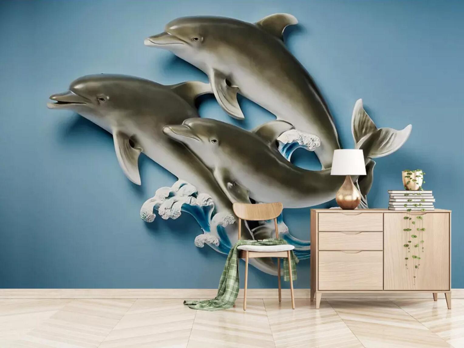 3D Dolphin Sea 172 Wallpaper AJ Wallpaper