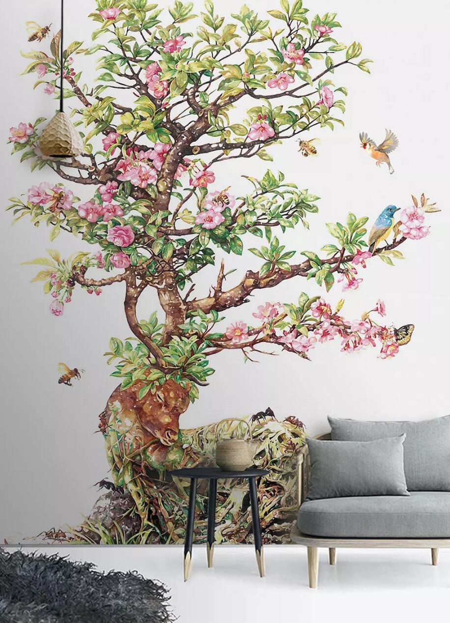 3D Bright Flowers Bird 528 Wallpaper AJ Wallpaper