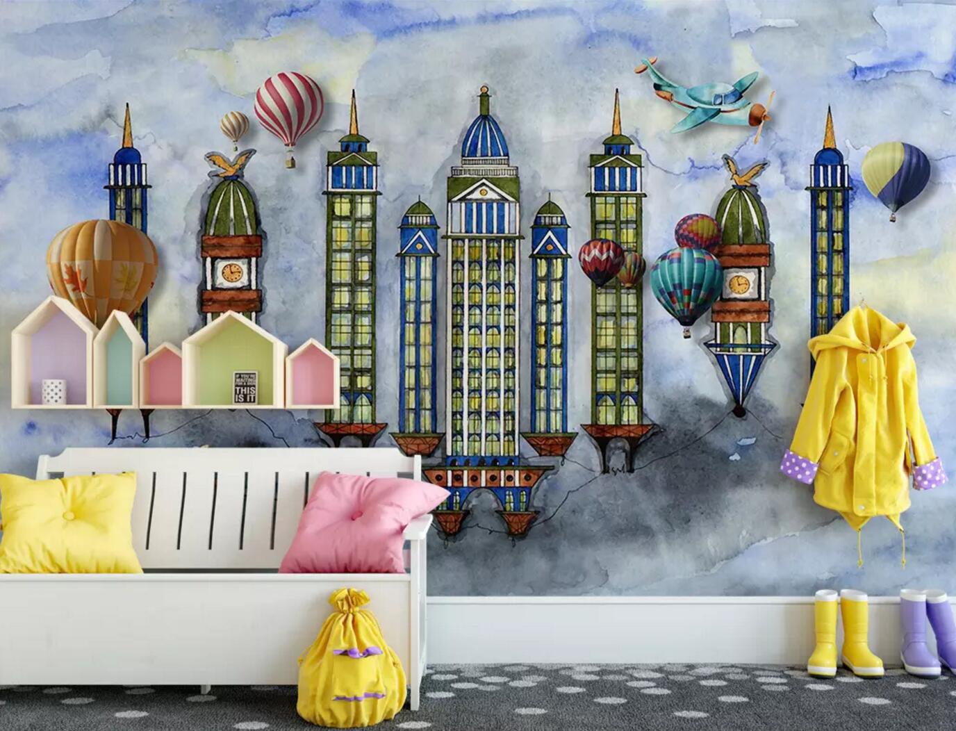 3D Building Balloon WC808 Wall Murals