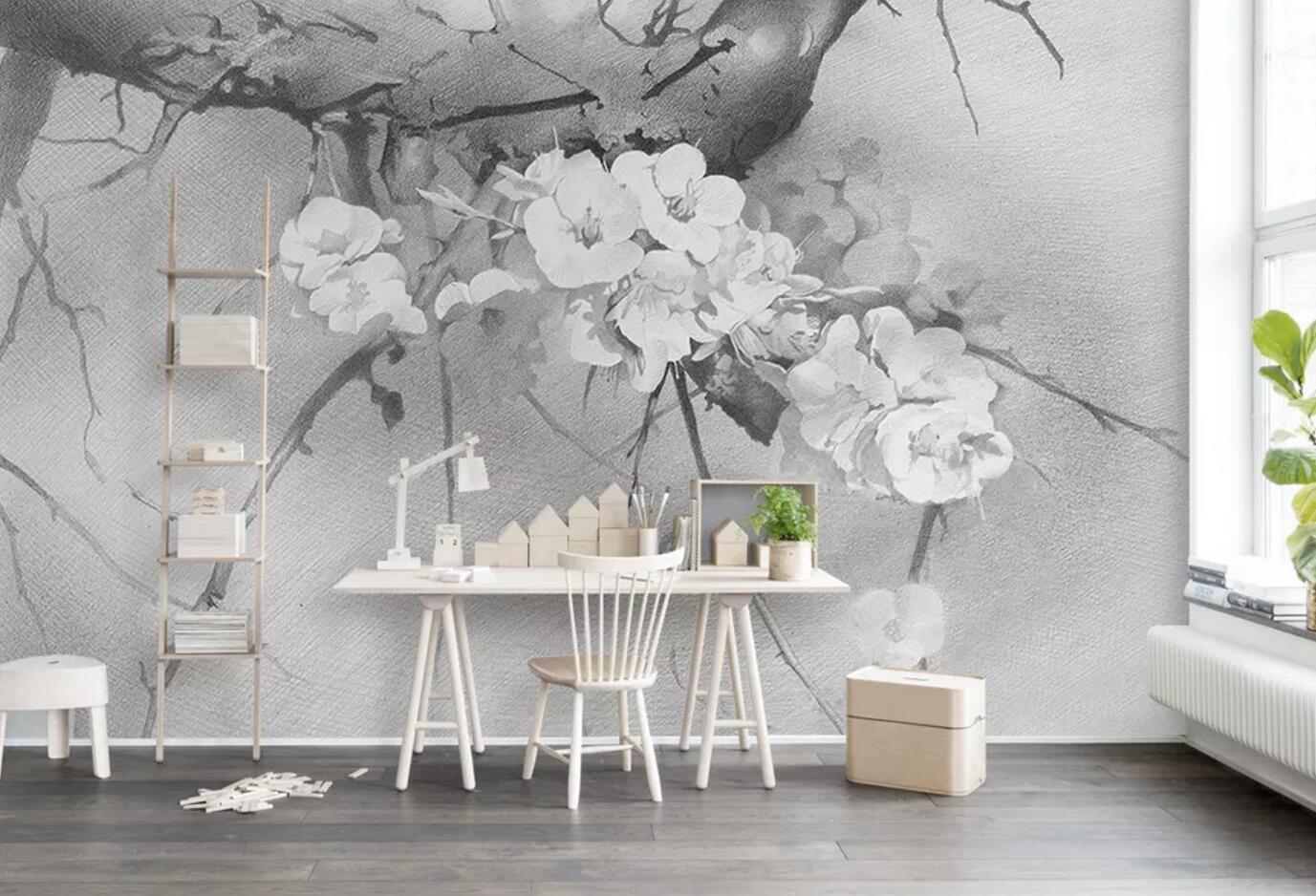 3D Ink Blooming Flower 043 Wallpaper AJ Wallpaper
