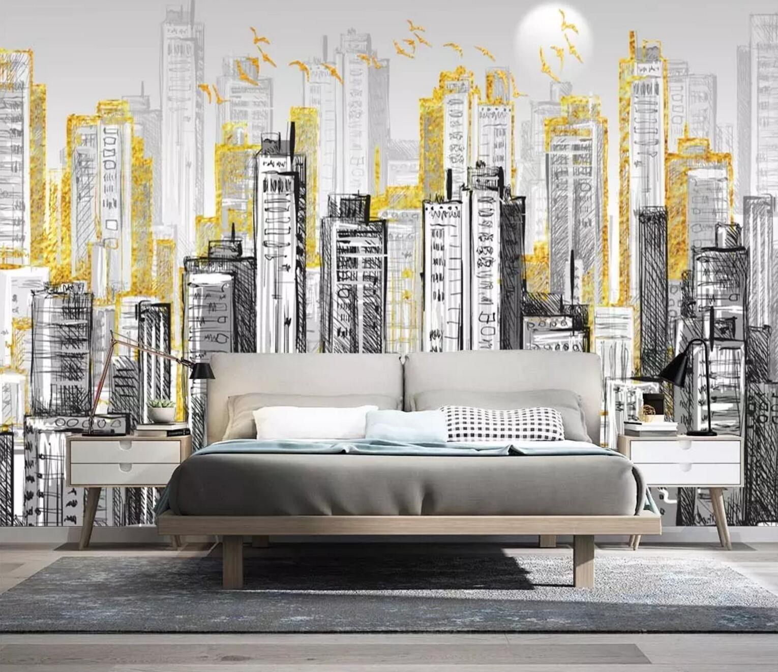 3D Graffiti City Building WC734 Wall Murals