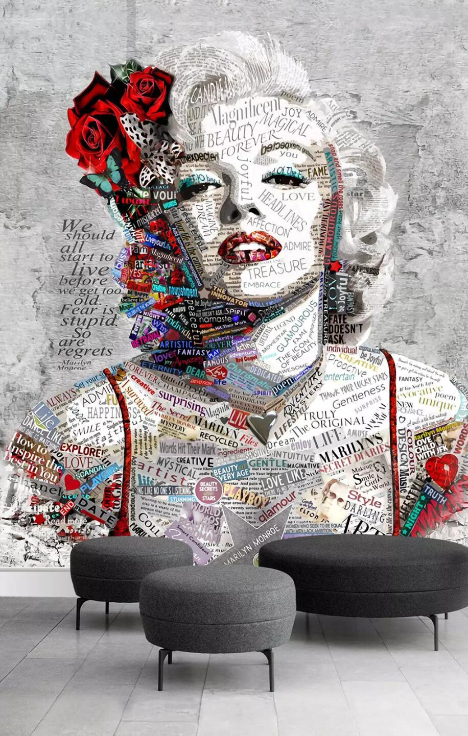 3D Red Lips Star WC831 Wall Murals