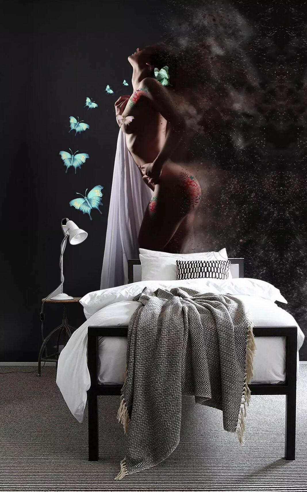 3D Woman Butterfly WC837 Wall Murals