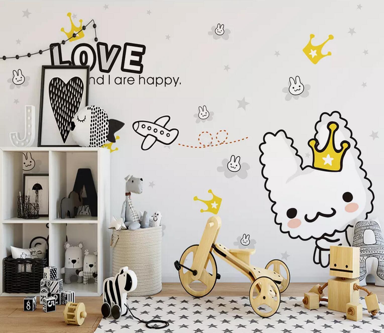 3D White Kitten Plane WC789 Wall Murals