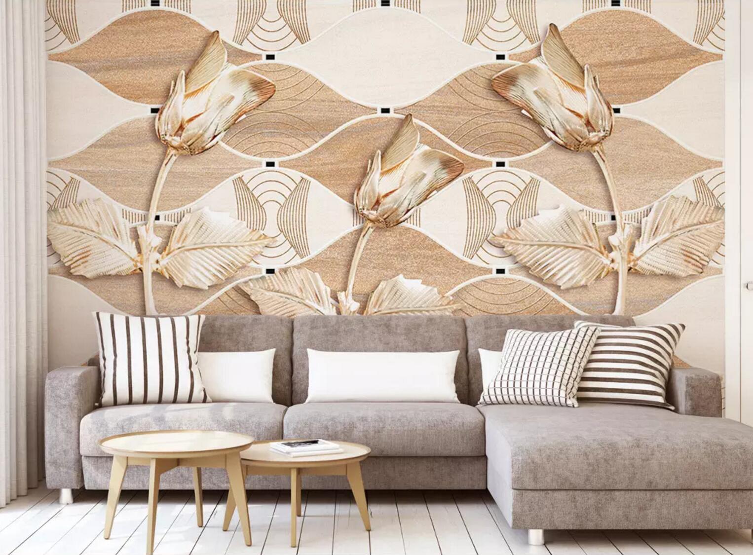 3D Wavy Flower 085 Wallpaper AJ Wallpaper