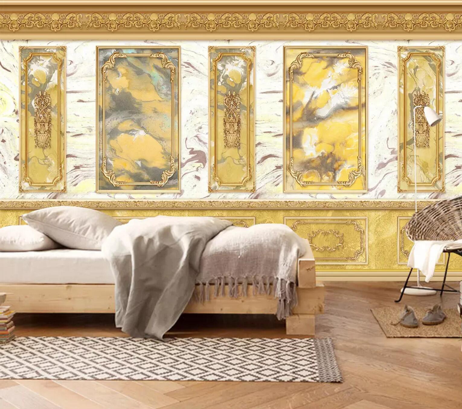 3D Yellow Stone Pattern 280 Wallpaper AJ Wallpaper