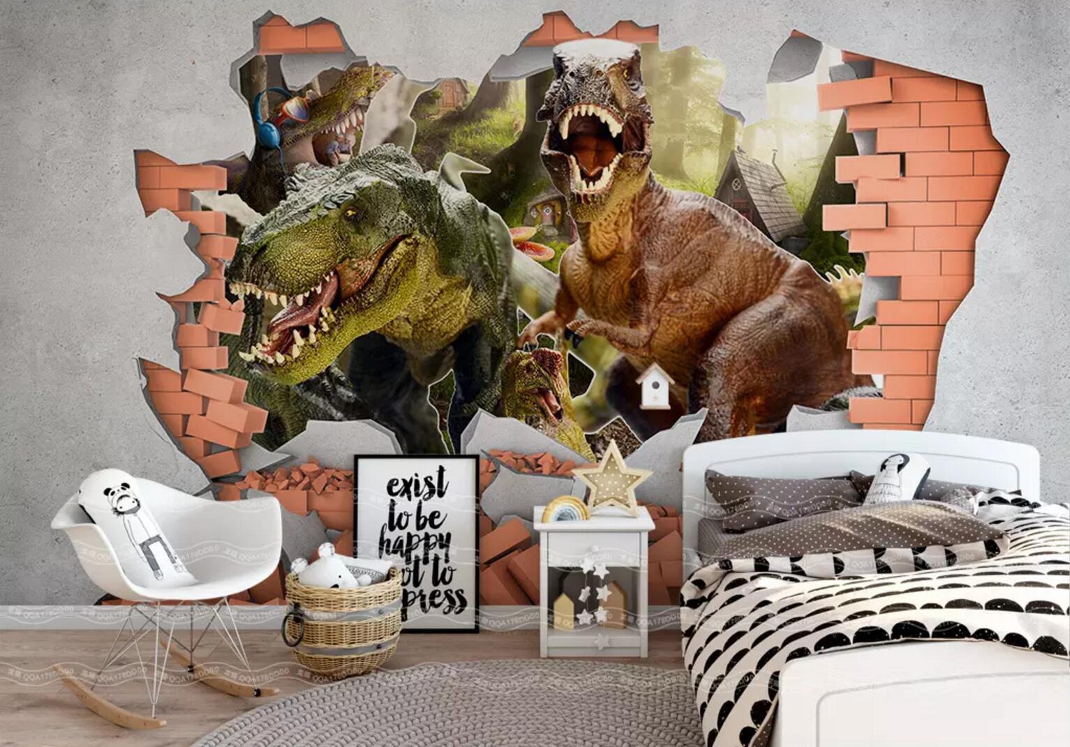 3D Red Brick Dinosa 241 Wallpaper AJ Wallpaper