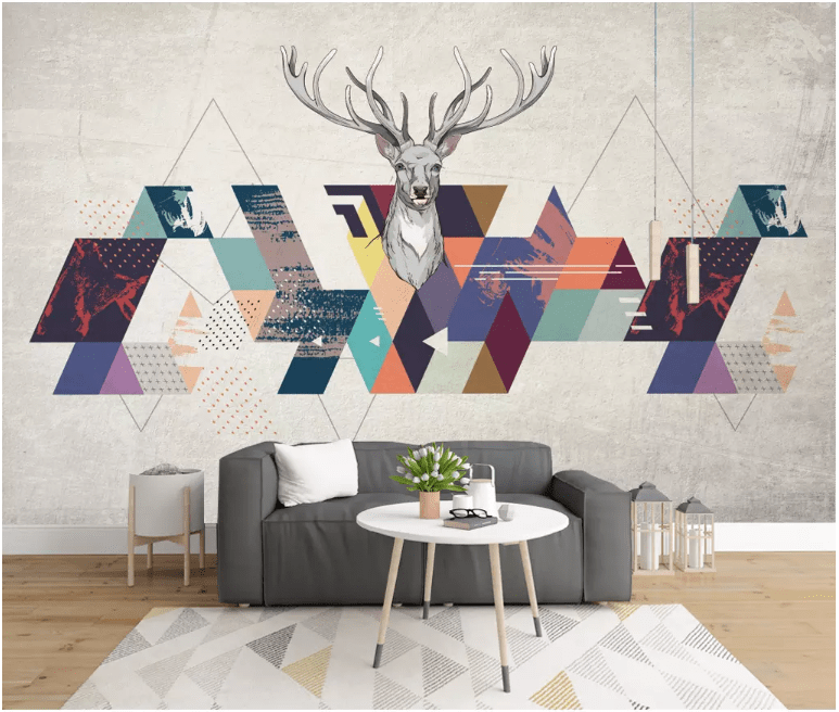 3D Geometric Deer 2143 Wall Murals Wallpaper AJ Wallpaper 2