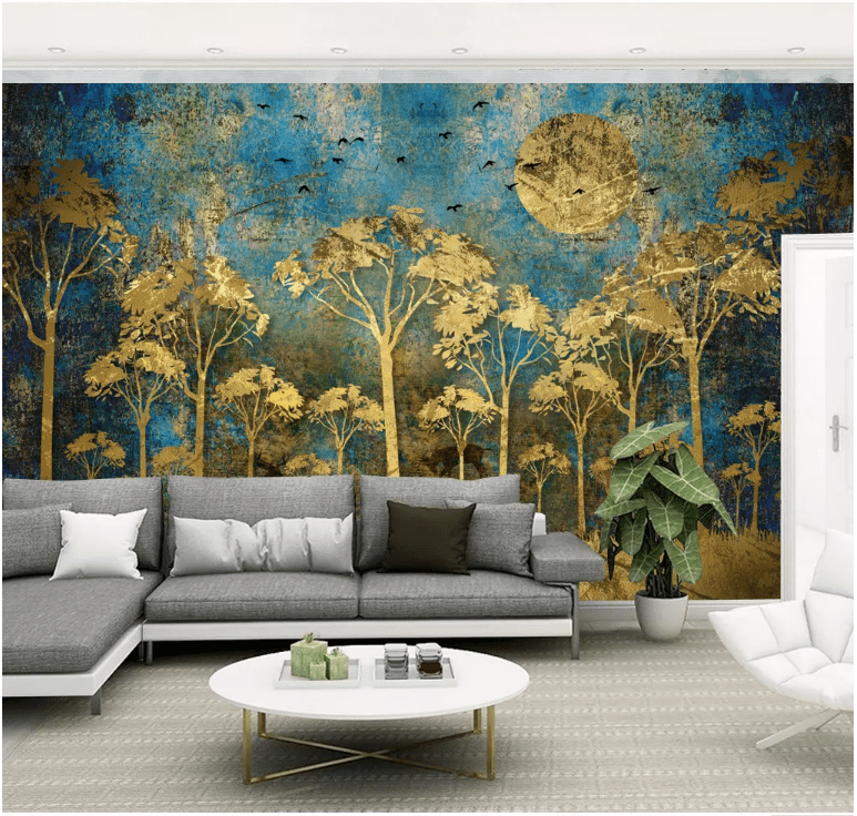 3D Golden Plant 2147 Wall Murals Wallpaper AJ Wallpaper 2