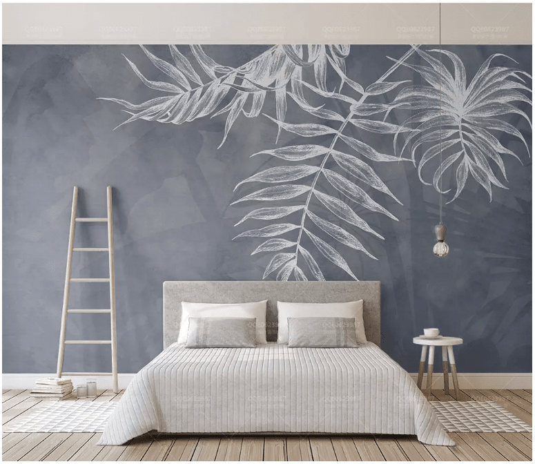 3D Grey Leaves 2106 Wall Murals Wallpaper AJ Wallpaper 2