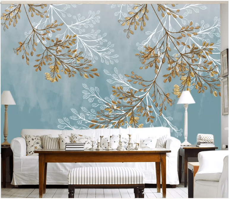 3D Leaves Floating 2189 Wall Murals Wallpaper AJ Wallpaper 2