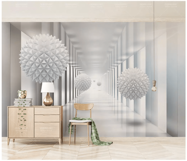 3D White Sphere 2046 Wall Murals Wallpaper AJ Wallpaper 2