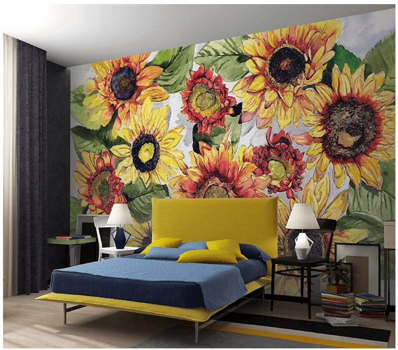 3D Painted Sunflower 2026 Wall Murals Wallpaper AJ Wallpaper 2