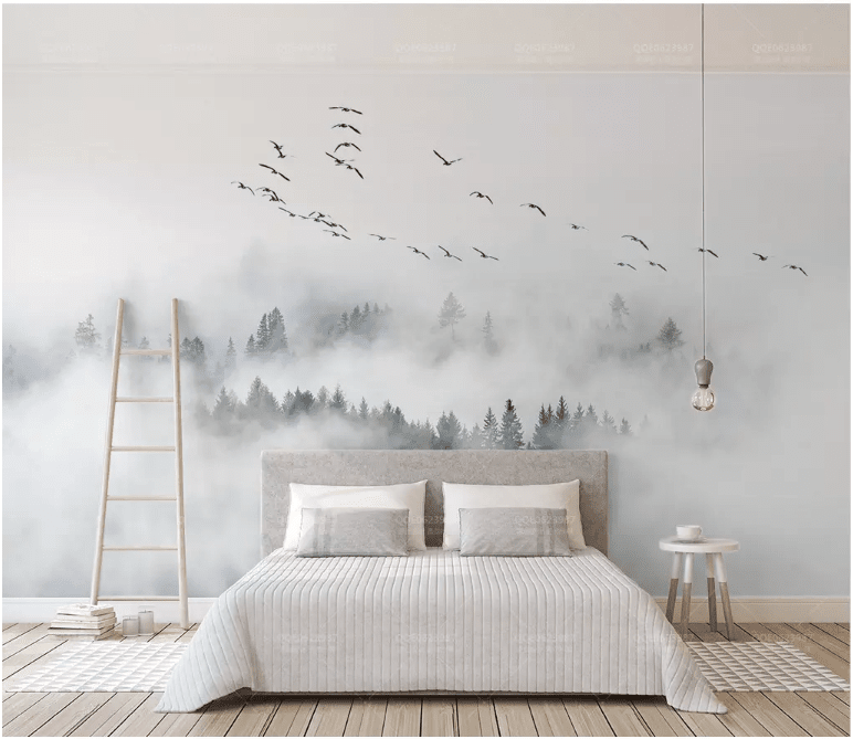 3D Misty Birds 2035 Wall Murals Wallpaper AJ Wallpaper 2