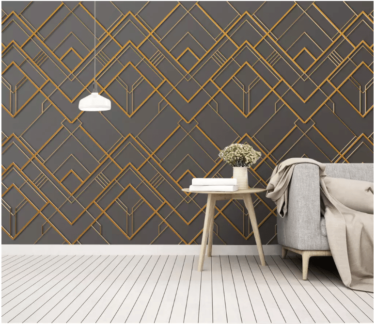 3D Golden Lines 2138 Wall Murals Wallpaper AJ Wallpaper 2