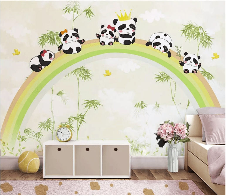 3D Rainbow Panda 2149 Wall Muralss Wallpaper AJ Wallpaper 2