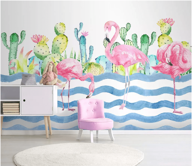 3D Pink Flamingo 2182 Wall Murals Wallpaper AJ Wallpaper 2