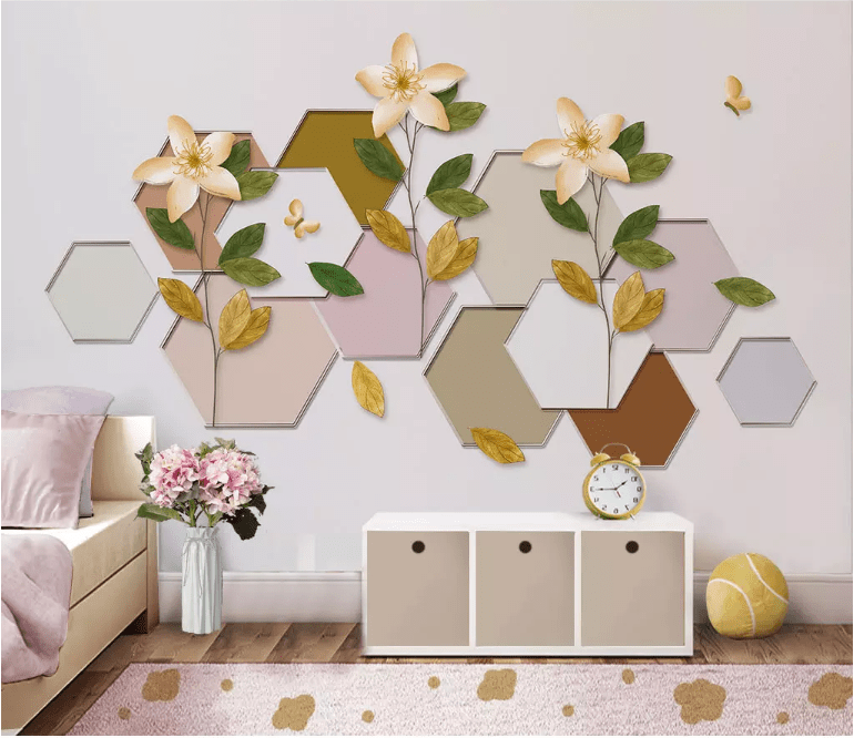 3D Geometric Flowers 2192 Wall Murals Wallpaper AJ Wallpaper 2