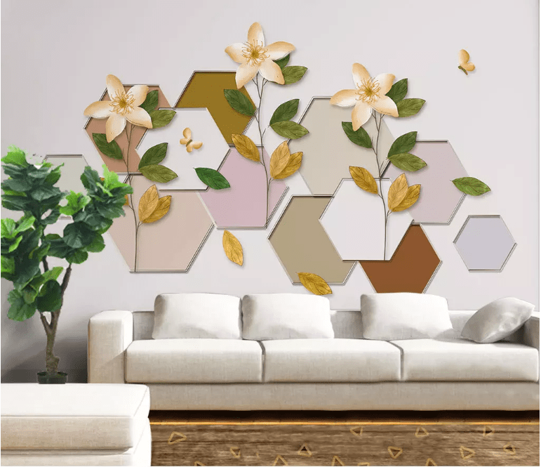 3D Geometric Flowers 2192 Wall Murals Wallpaper AJ Wallpaper 2