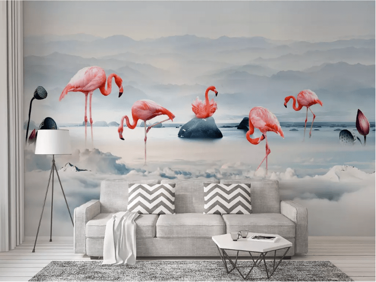 3D Pink Flamingo 2088 Wall Murals Wallpaper AJ Wallpaper 2