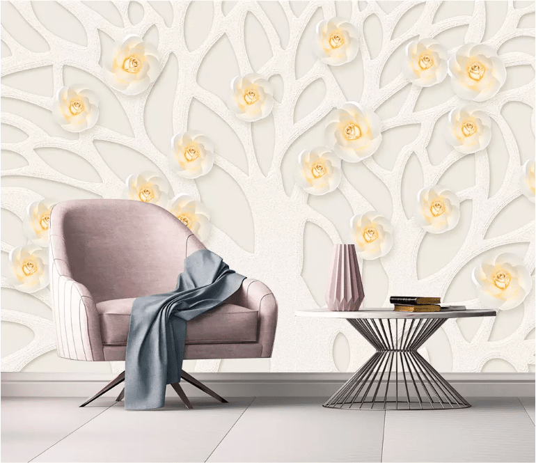 3D Yellow Flowers 2152 Wall Murals Wallpaper AJ Wallpaper 2