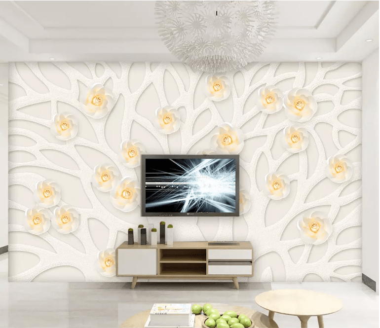 3D Yellow Flowers 2152 Wall Murals Wallpaper AJ Wallpaper 2