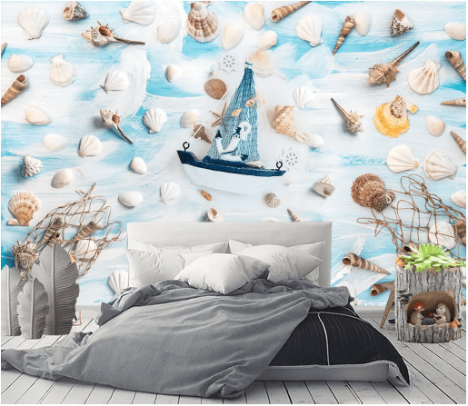 3D Shell Boat 2181 Wall Murals Wallpaper AJ Wallpaper 2