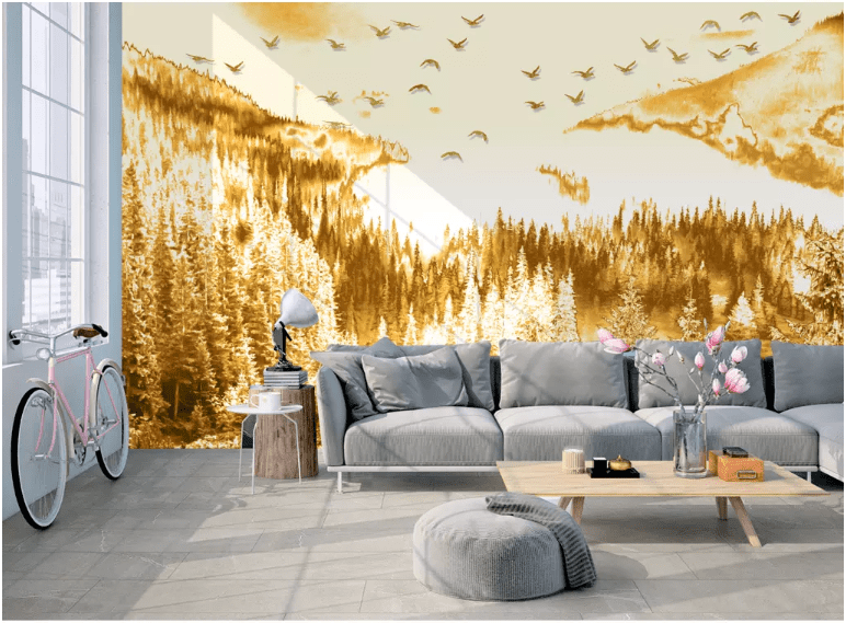 3D Golden Forest 2102 Wall Murals Wallpaper AJ Wallpaper 2