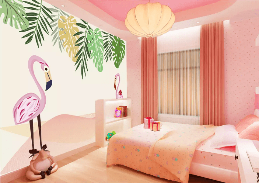 3D Leaf Flamingo 1615 Wallpaper AJ Wallpaper 2