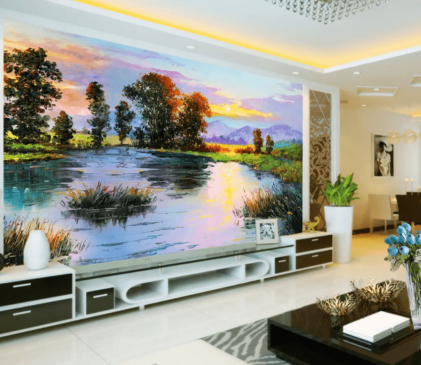 3D Sunset Lake Water 1575 Wallpaper AJ Wallpaper 2