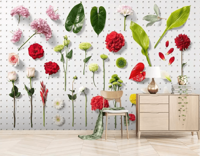 3D Branch Leaves Flowers 1547 Wallpaper AJ Wallpaper 2