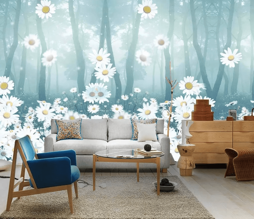 3D White Chrysanthemum Forest 1537 Wallpaper AJ Wallpaper 2