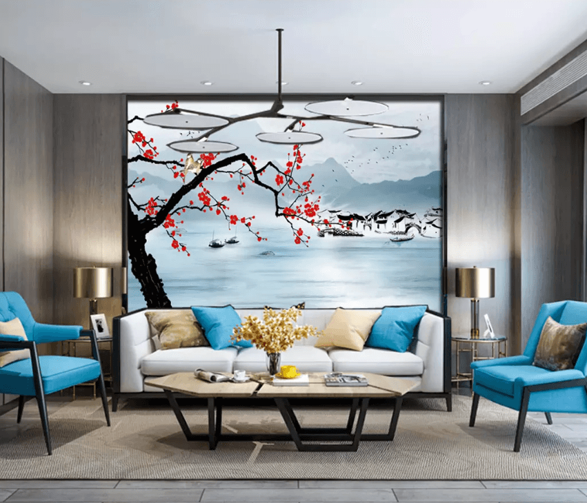 3D Plum Blossom Small Town 1530 Wallpaper AJ Wallpaper 2