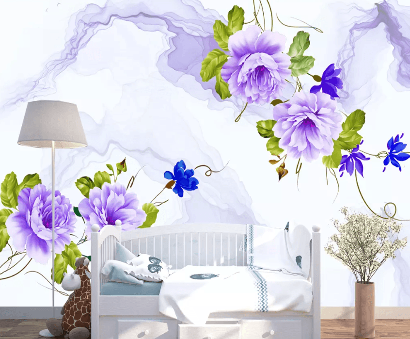 3D Velvet Flower Butterfly 1525 Wallpaper AJ Wallpaper 2