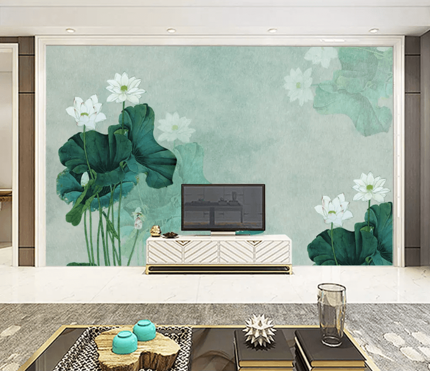 3D Lotus Leaf Fisherman 1499 Wallpaper AJ Wallpaper 2