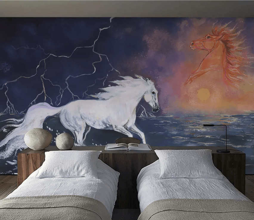 3D Lightning Running Horse 1484 Wallpaper AJ Wallpaper 2