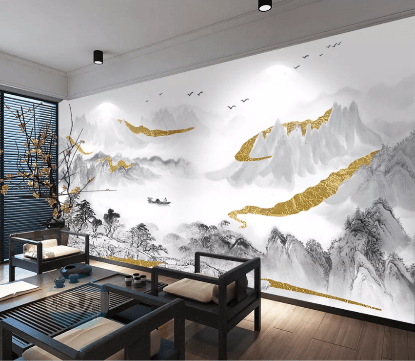 3D Mountain Boat 1464 Wallpaper AJ Wallpaper 2