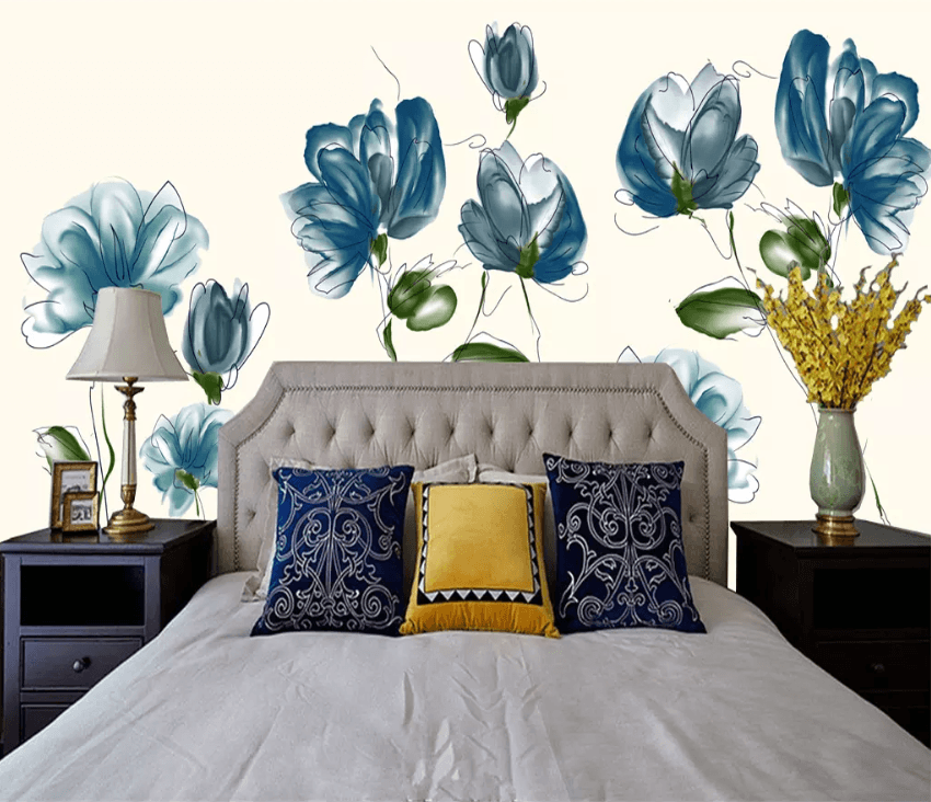 3D Painting Blue Flower 1459 Wallpaper AJ Wallpaper 2