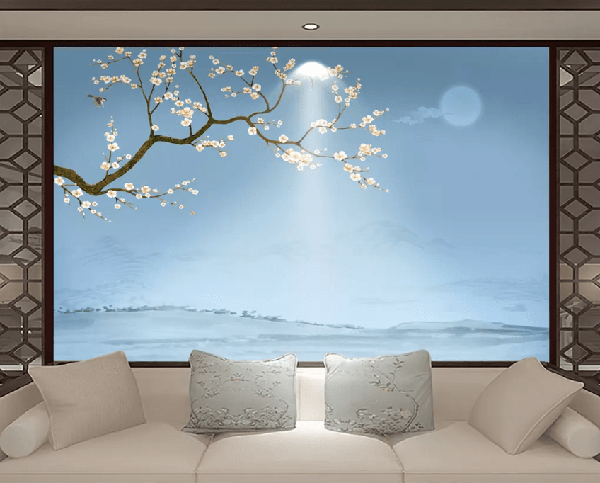 3D Moon Branch Flower 1435 Wallpaper AJ Wallpaper 2