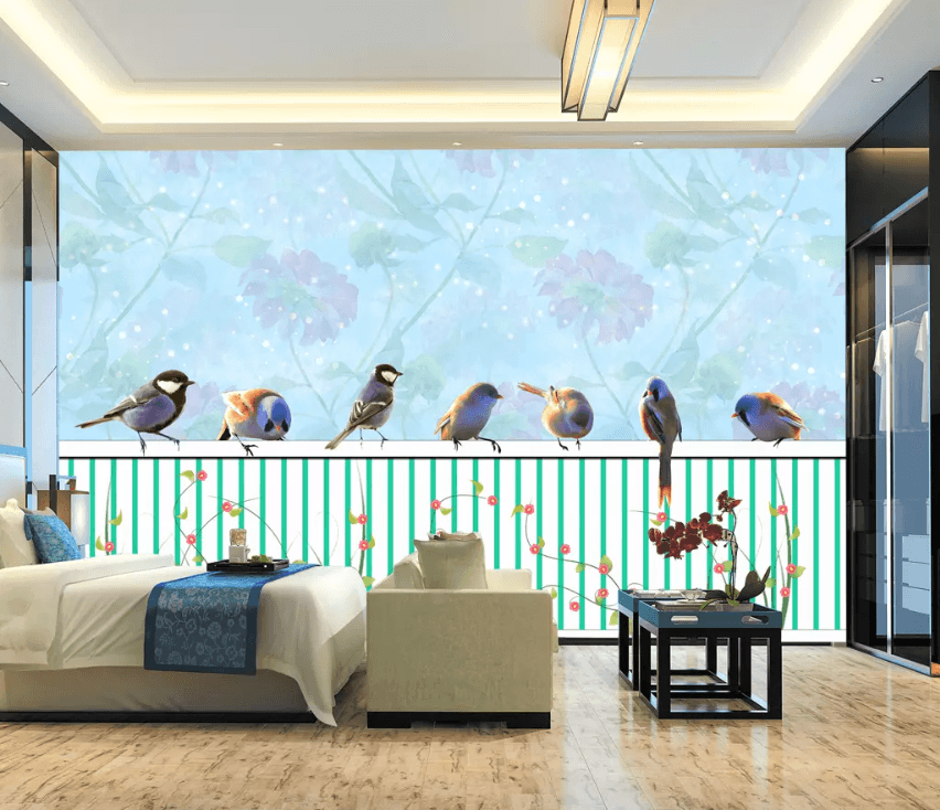 3D Wall Fat Bird 1404 Wallpaper AJ Wallpaper 2