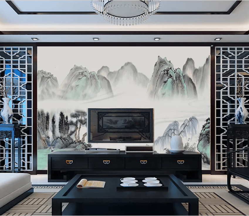 3D Ink Painting Cliff Mountain 1387 Wallpaper AJ Wallpaper 2