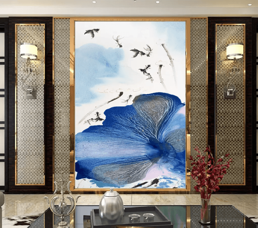 3D Lotus Water Ink 1653 Wallpaper AJ Wallpaper