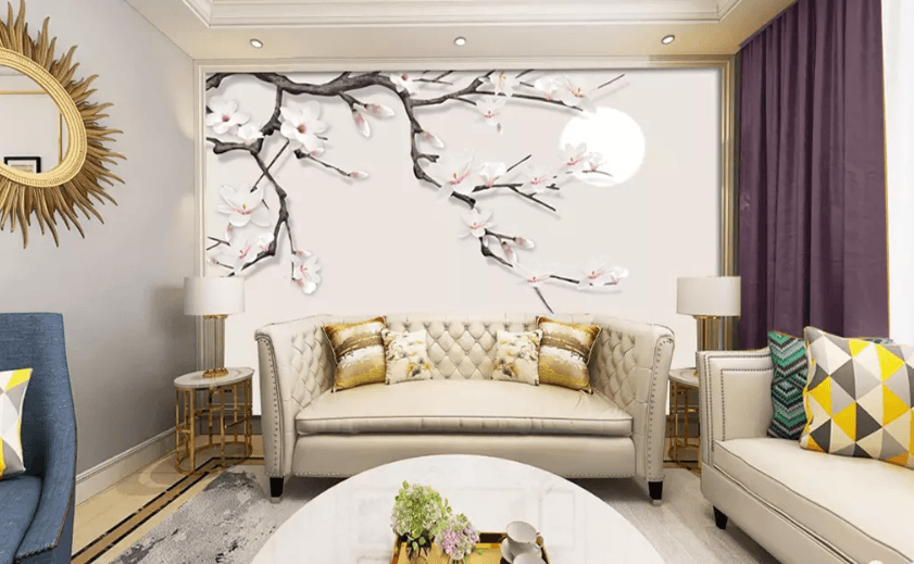 3D Moon Plum 1356 Wallpaper AJ Wallpaper 2