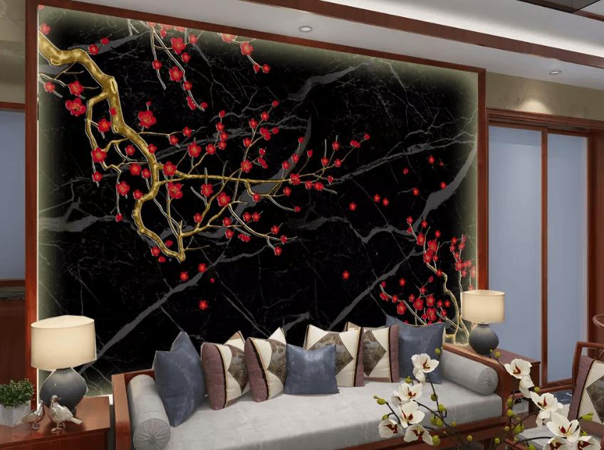 3D Black Bottom Safflower 1357 Wallpaper AJ Wallpaper 2