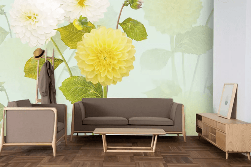 3D Yellow Flower Leaf 1336 Wallpaper AJ Wallpaper 2