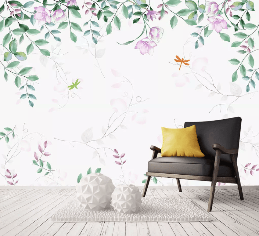 3D Green Leaf Dragonfly 1320 Wallpaper AJ Wallpaper 2