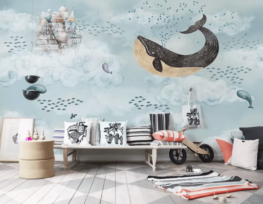 3D Whale Spray 1273 Wallpaper AJ Wallpaper 2