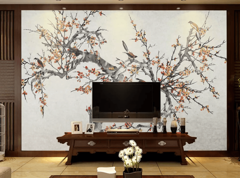 3D Ink Painting Plum Blossom 1219 Wallpaper AJ Wallpaper 2